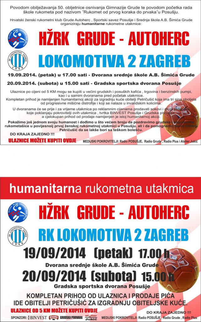 Humanitarne rukometne utakmice za izgradnju kuće obitelji Petrićušić