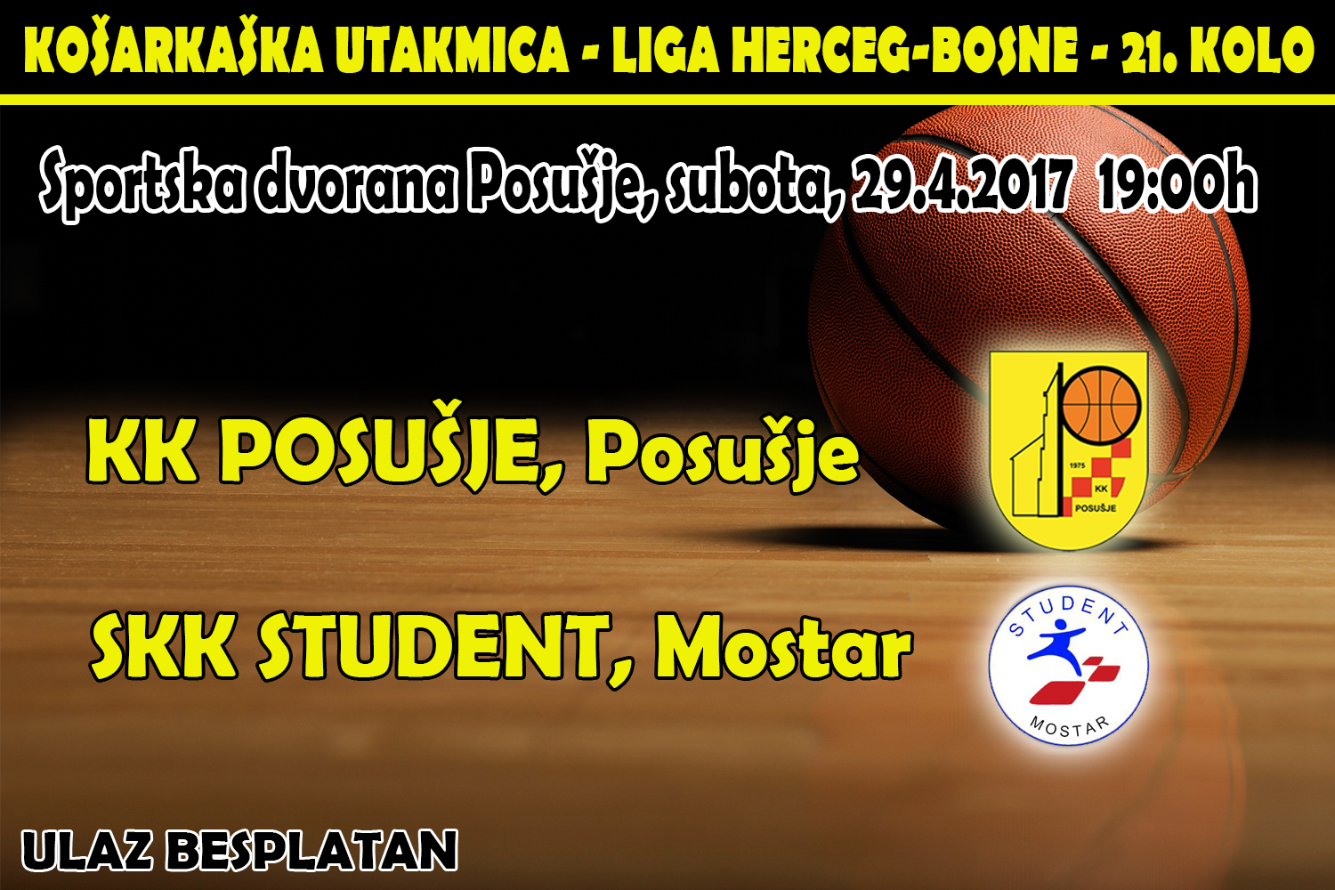 KK Posušja i SKK Student: Derbi utakmica dvije prvoplasirane momčadi prvenstva