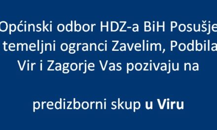 Poziv na predizborni skup HDZ-a BiH u Viru