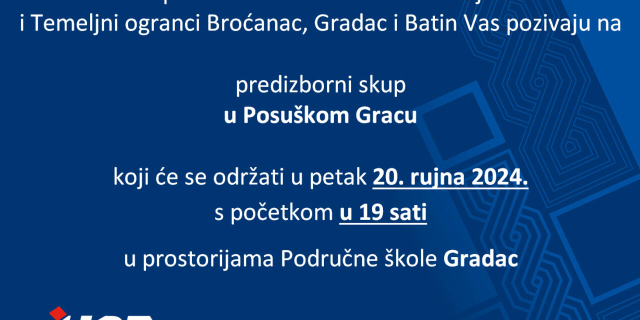 Poziv na predizborni skup HDZ-a BiH u Posuškom Gracu