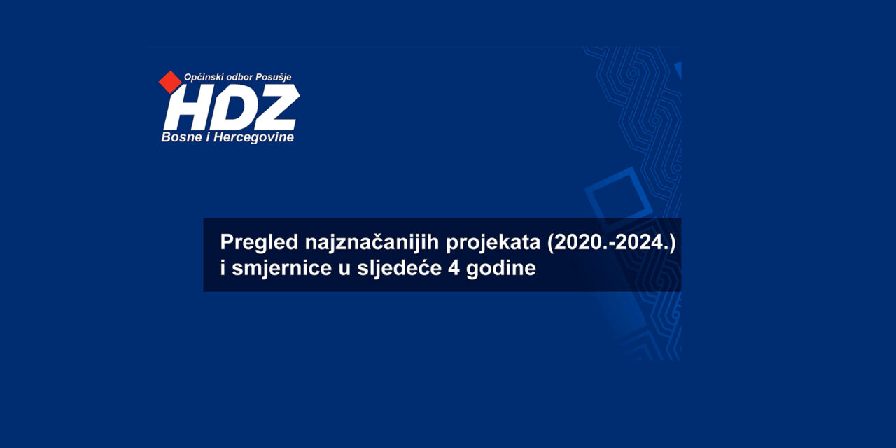 OO HDZ BiH Posušje: predstavljanje najznačajnijih projekata od 2020.-2024. godine, kao i smjernica u sljedeće 4 godine (video)