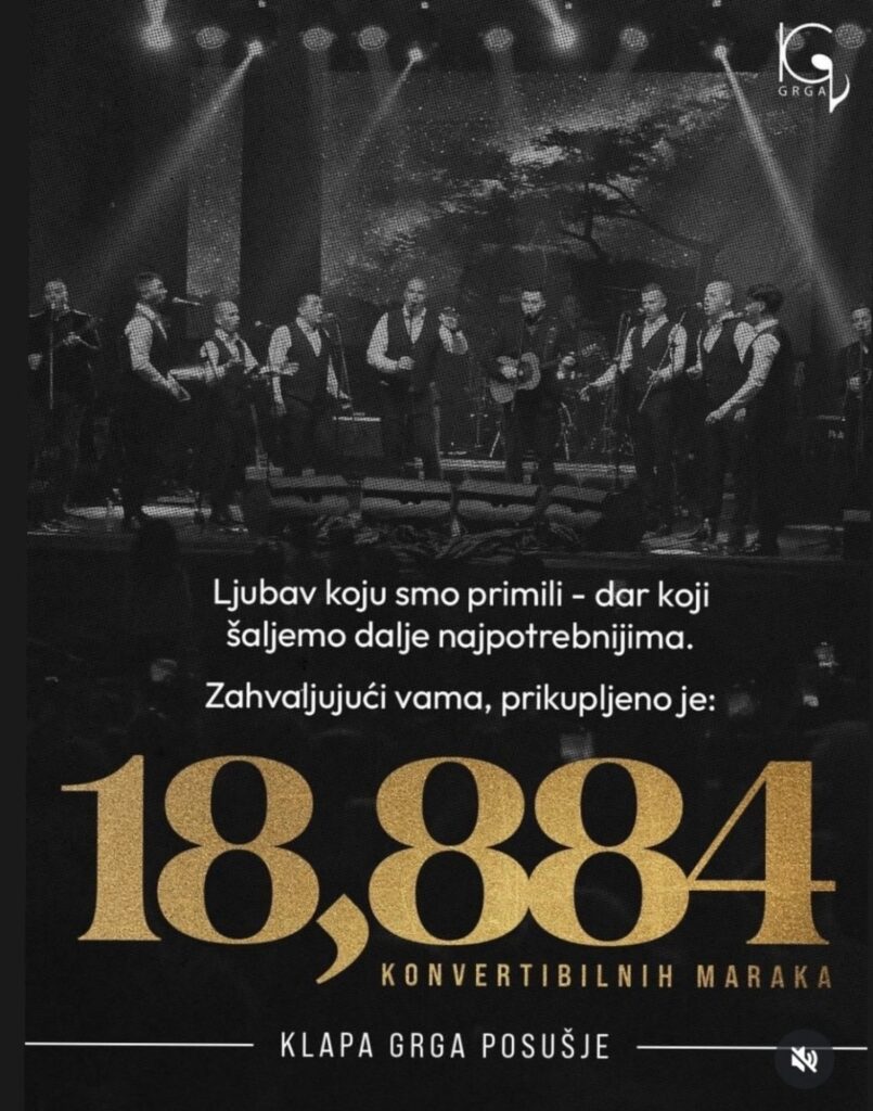 Posuška humanitarna priča: Publika i klapa Grga zajedno prikupili 18.884 KM