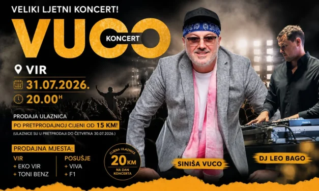 Siniša Vuco stiže u Vir: Veliki ljetni koncert 31. srpnja