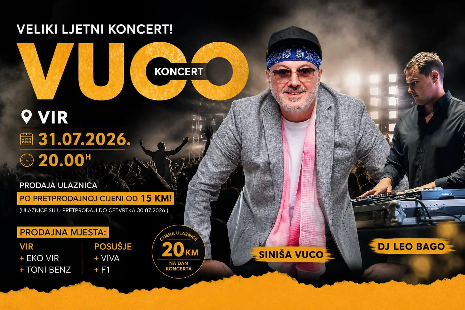 Siniša Vuco stiže u Vir: Veliki ljetni koncert 31. srpnja Siniša Vuco stiže u Vir: Veliki ljetni koncert 31. srpnja