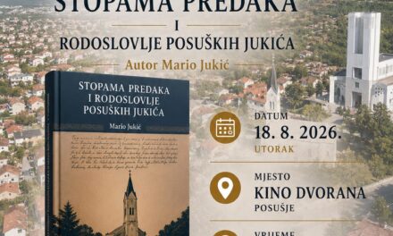 Najava predstvaljanja knjige Stopama predaka i rodoslovlje posuških Jukića