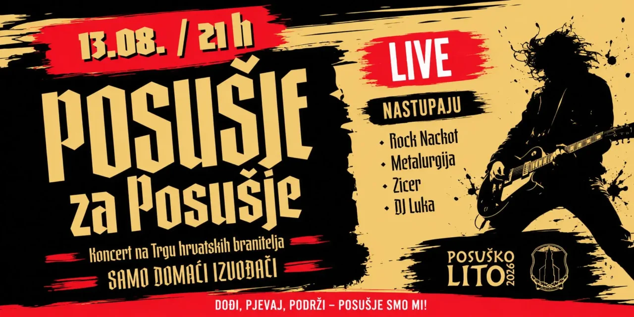 Koncert „Posušje za Posušje“ u četvrtak okuplja domaće glazbene snage na Trgu hrvatskih branitelja!