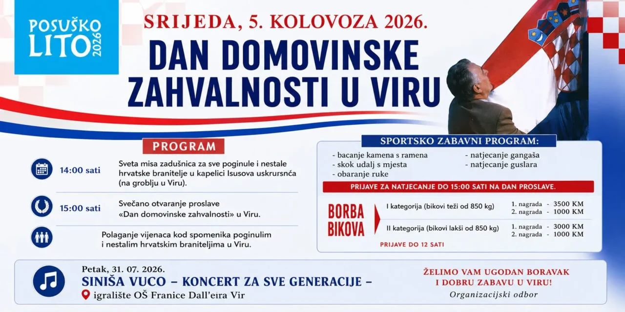 Vir danas odaje počast hrvatskim braniteljima