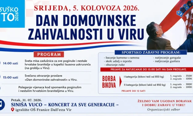 Vir danas odaje počast hrvatskim braniteljima